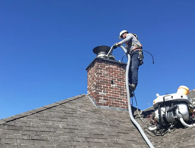 Dedicated Baldwin Park Chimney Sweep team member cleaning a chimney in Baldwin Park, CA