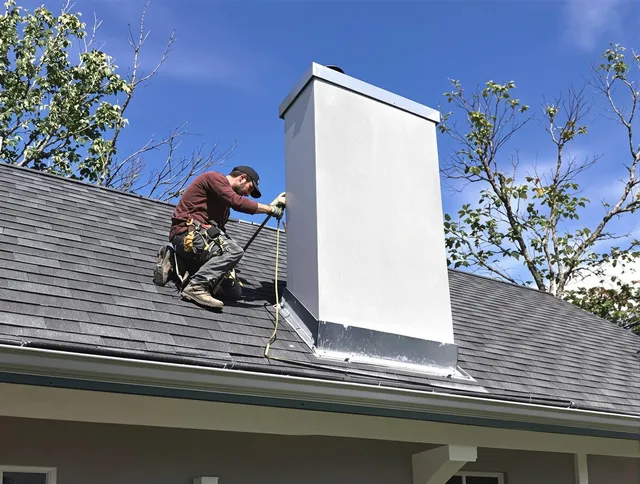Baldwin Park Chimney Sweep team member finishing chimney construction in Baldwin Park, CA