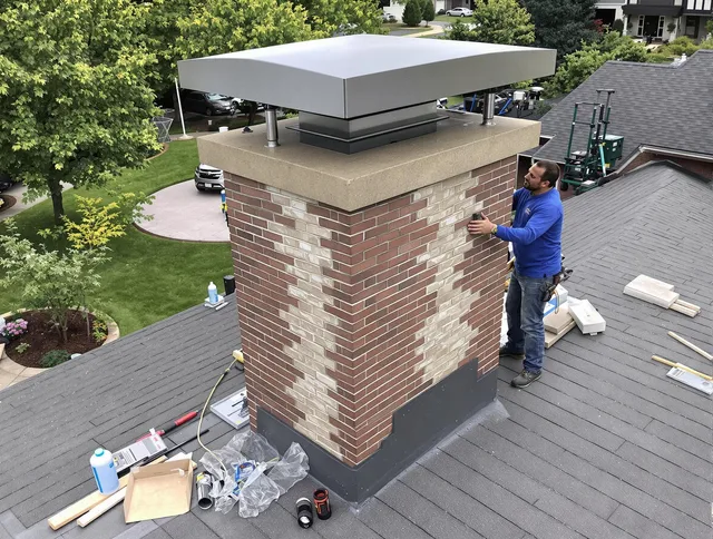 Baldwin Park Chimney Sweep team working on a custom chimney remodel in Baldwin Park, CA