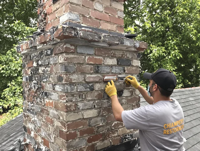 In-progress chimney restoration by Baldwin Park Chimney Sweep in Baldwin Park, CA